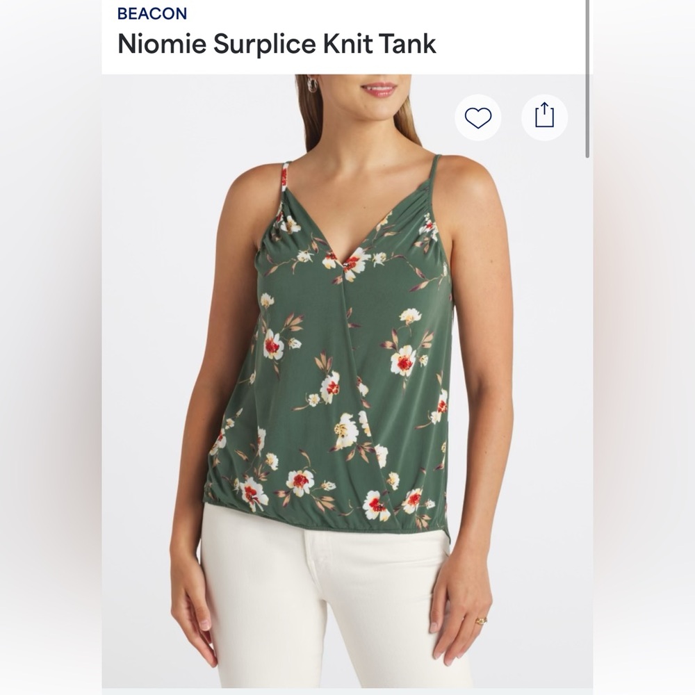 Beacon Niomie Surplice Knit Tank, Large, NWT